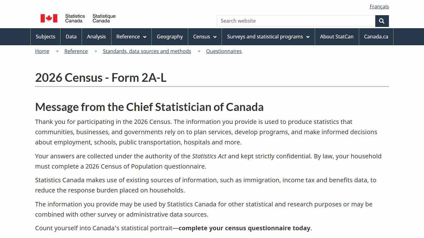 2026 Census - Form 2A-L